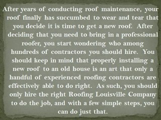 Selecting the Right Louisville Roofing Contractor