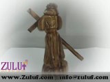 Jesus holding the cross - Figure from the holy land - hand made olive wood