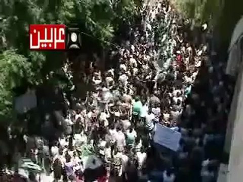 Syria فري برس عربين ريف دمشق مظاهرة حاشدة نصرة لدوما المحاصرة ولك المدن المنكوبة في جمعة واثقون بنصر الله 29 6 2012 Damascus