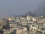 Syria فري برس حمص جورة الشياح قصف بالصواريخ على الحي  وتصاعدة اعمدة الدخان 30 6 2012 Homs