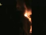 Syria فري برس حمص جورة الشياح  احتراق احد المنازل جراء القصف الصاروخي 30 6 2012 ج2 Homs
