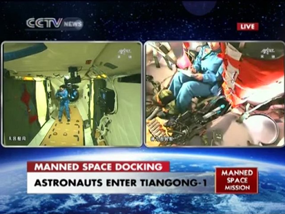 [China] Crew Enter Tiangong-1 Space Lab