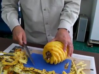 easy way to peel, removing eyes and cut pineapple with least waste