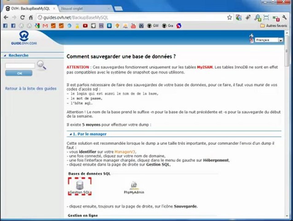 Backup Base MySQL avec PHP OVH