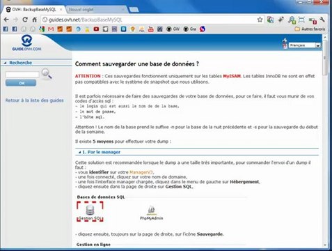 Backup Base MySQL avec PHP OVH