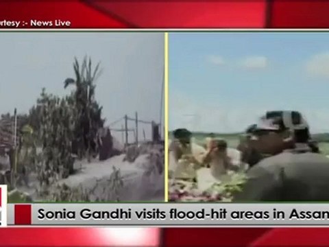 Sonia Gandhi visits Assam to review the flood situation