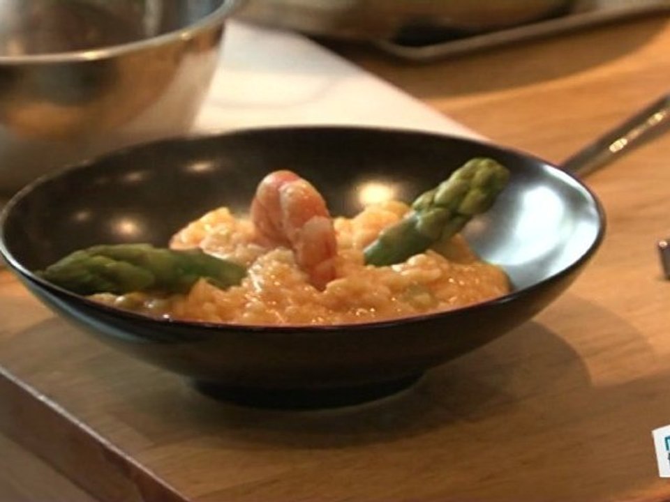 Cuisine : Recette risotto aux gambas et asperges étape 2