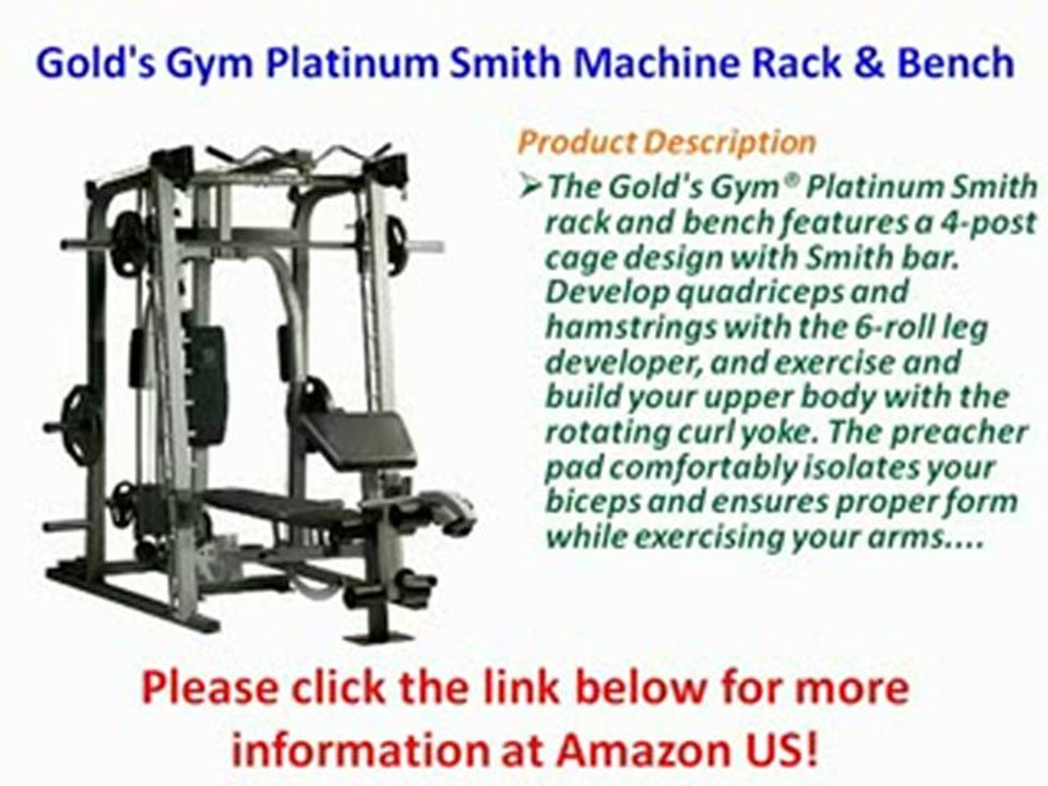 For Sale Golds Gym Platinum Smith Machine Rack  Bench