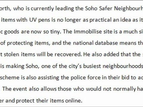 0151 650 5650 - Soho local’s registering their valuables online