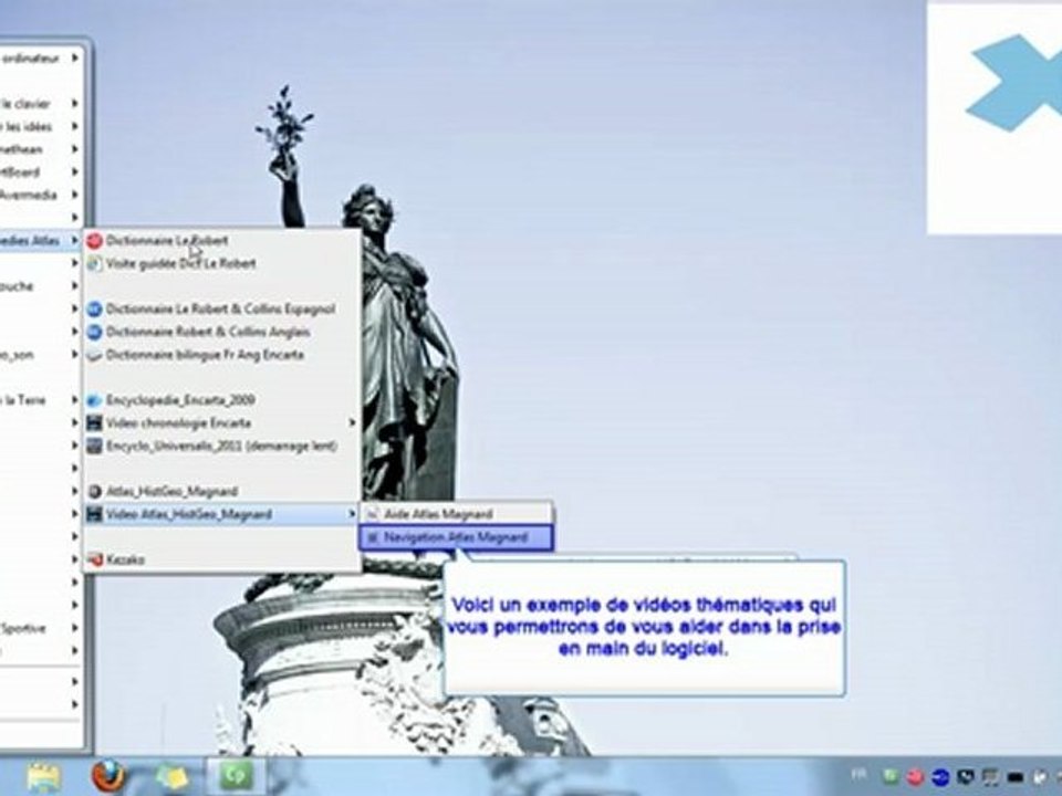 2012_Logiciels installés et navigation dans le menu