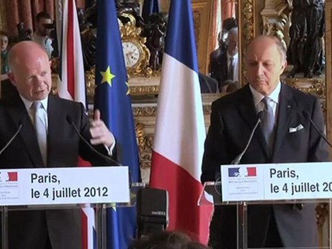 Laurent Fabius et son homologue britannique William Hague (04.07.12)