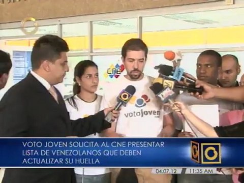 Voto Joven pidió al CNE que publique lista de personas que tienen que actualizar sus huellas
