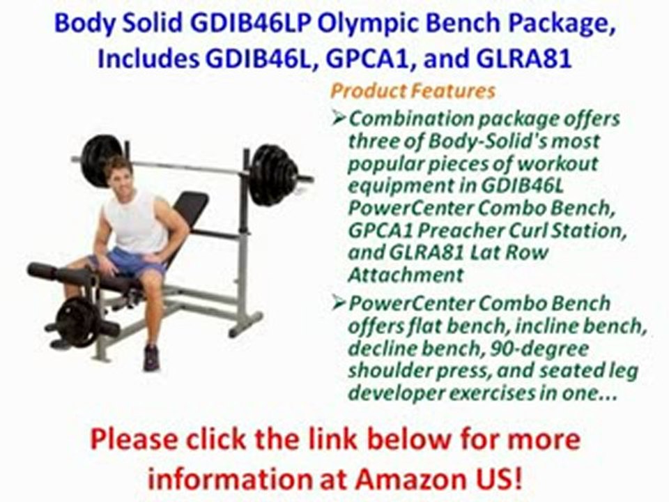 Body Solid GDIB46LP Olympic Bench Package, Includes GDIB46L, GPCA1, and GLRA81