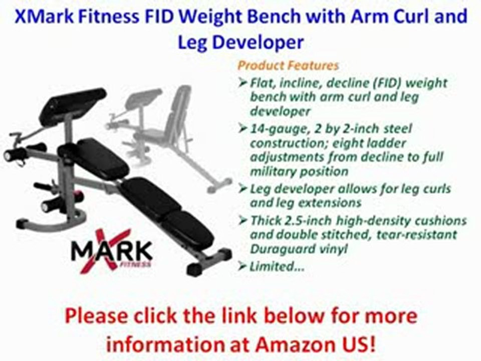 XMark Fitness FID Weight Bench with Arm Curl and Leg Developer