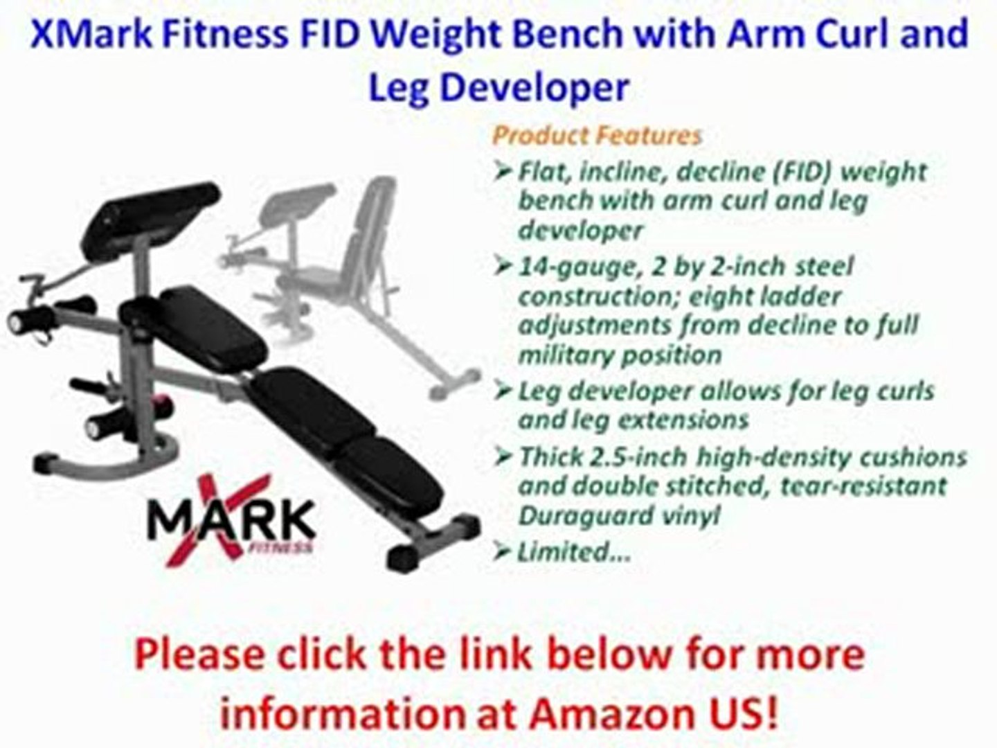 For Sale Xmark Fitness Fid Weight Bench With Arm Curl And Leg