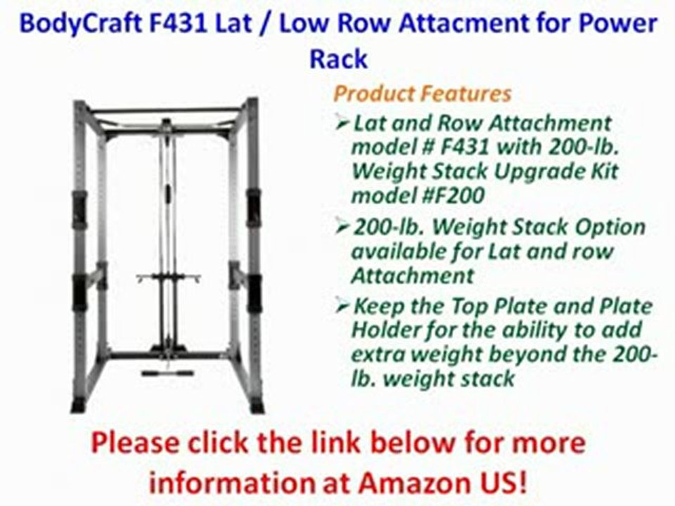 NEW BodyCraft F431 Lat  Low Row Attacment for Power Rack