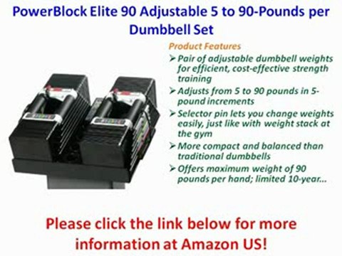 PowerBlock Elite 90 Adjustable 5 to 90-Pounds per Dumbbell Set