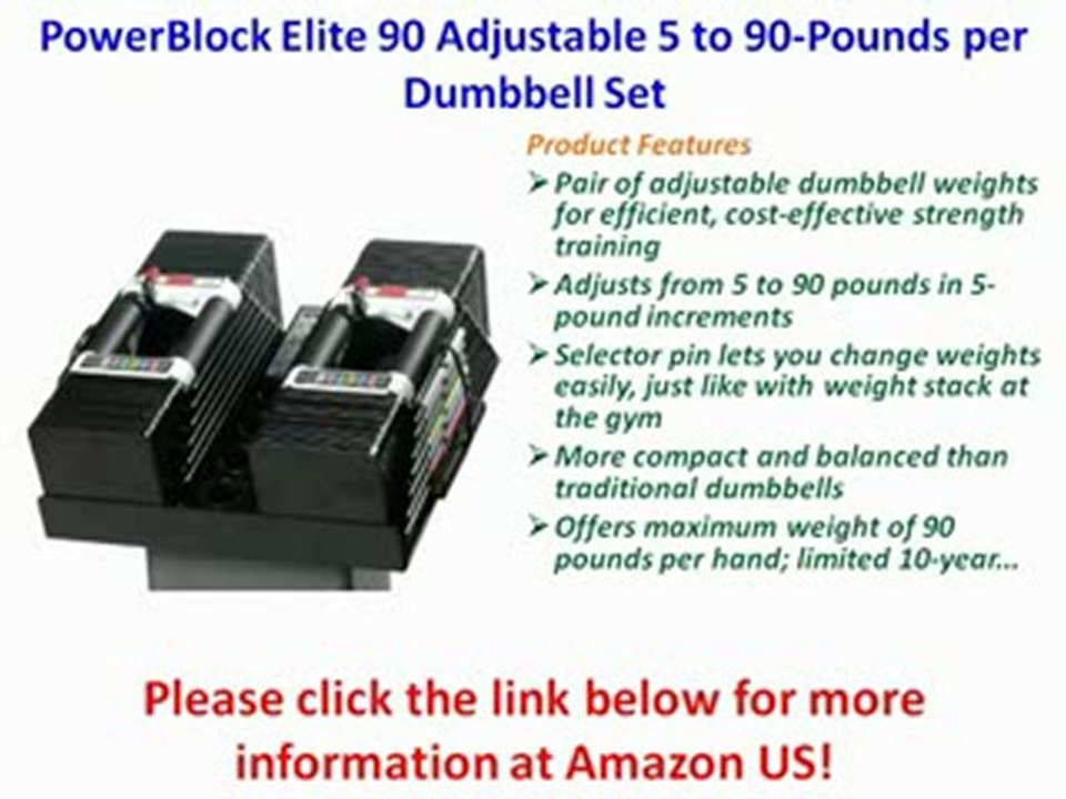 PowerBlock Elite 90 Adjustable 5 to 90-Pounds per Dumbbell Set Best Price