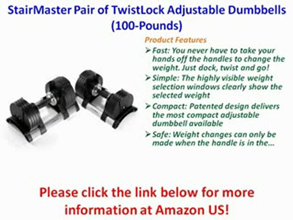 FOR SALE StairMaster Pair of TwistLock Adjustable Dumbbells (100-Pounds)
