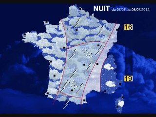 Météo 8 juillet 2012: Orages parfois forts et averses !