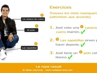 Apprendre l'espagnol en ligne - Vocabulaire espagnol - Fiche 07 -  Niveau A1