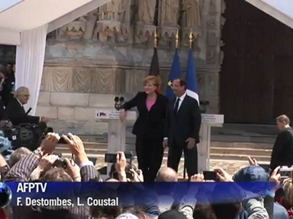 Hollande et Merkel à Reims 50 ans après De Gaulle et Adenauer