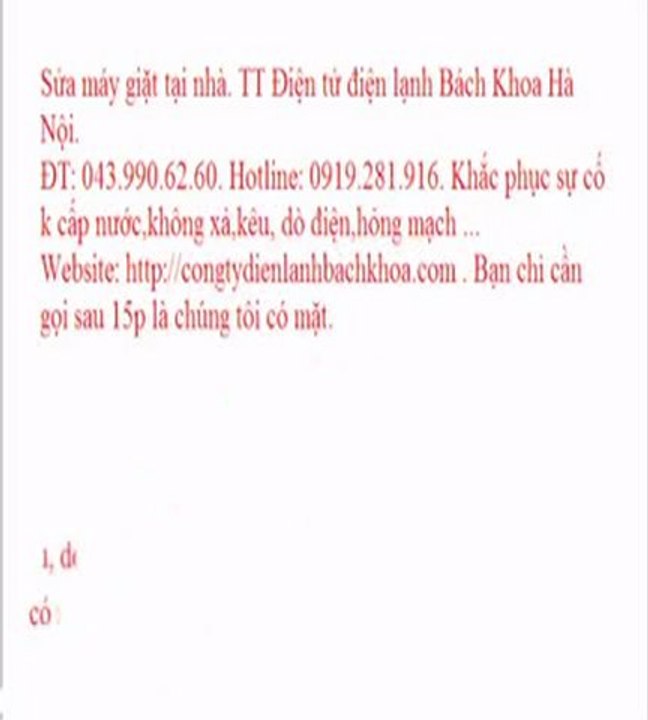 Sửa máy giặt electrolux tại Hà Nội. TT Điện tử điện lạnh Bách Khoa Hà Nội.   ĐT: 043.990.62.60