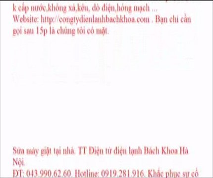 Sửa máy giặt toshiba tại Hà Nội. TT Điện tử điện lạnh Bách Khoa Hà Nội. ĐT: 043.990.62.60