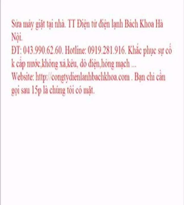 Sửa máy giặt toshiba tại Cầu Giấy. TT Điện tử điện lạnh Bách Khoa Hà Nội.   ĐT: 043.990.62.60