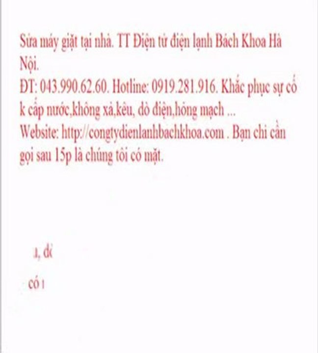 Sửa máy giặt sanyo tại Hà Đông. TT Điện tử điện lạnh Bách Khoa Hà Nội.   ĐT: 043.990.62.60