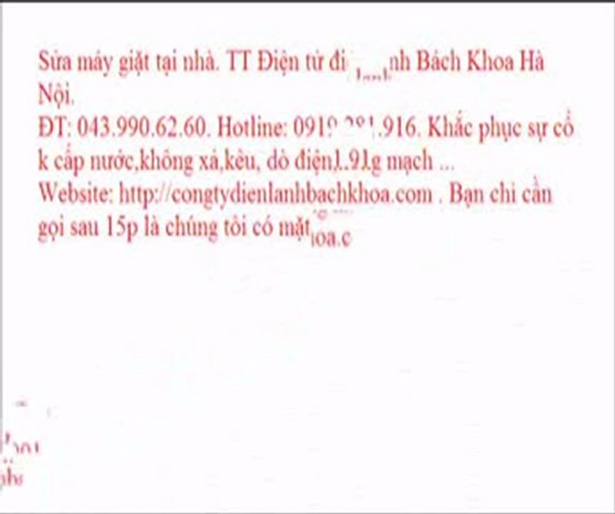 Sửa máy giặt toshiba tại Hà Đông. TT Điện tử điện lạnh Bách Khoa Hà Nội.   ĐT: 043.990.62.60