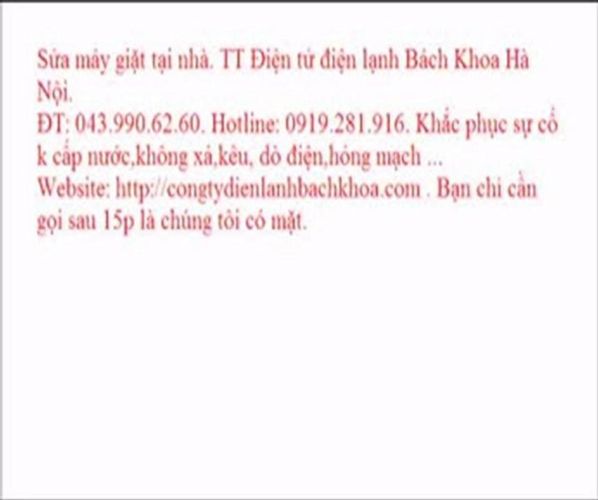 Sửa máy giặt tại Hà Đông. TT Điện tử điện lạnh Bách Khoa Hà Nội.   ĐT: 043.990.62.60