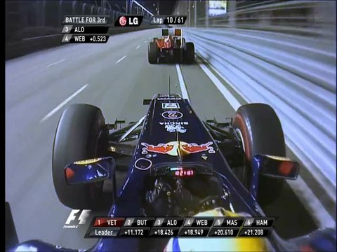 F1 2011 Singapore GP Webber Overtakes Alonso Onboard [HD] BBC ONE HD