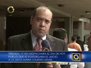 Suspenden inicio de juicio contra Afiuni por no haber despacho
