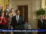 Obama backs extending middle-class tax cuts