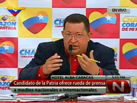 (VÍDEO) Rueda de Prensa del candidato de la Patria: Hugo Chávez parte 09.07.2012 6/8