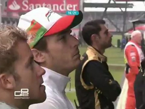 Jules Bianchi and Sam Bird are following the actions of GP2 Sprint race in Britain