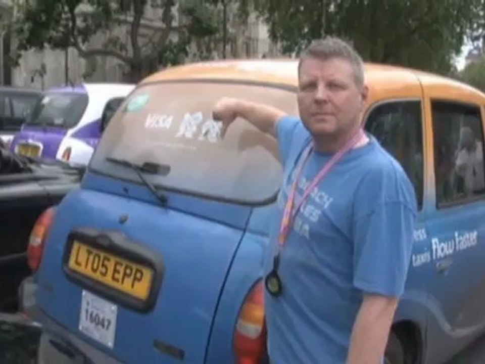 Olympia-fahrspuren: taxifahrer demonstrieren