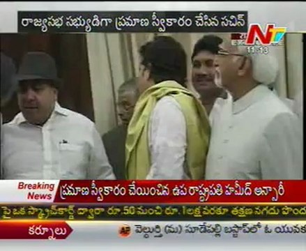 Sachin Tendulkar takes oath as Rajya Sabha member