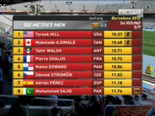World junior Barcelone 2012, 100m men heat 5, Hill