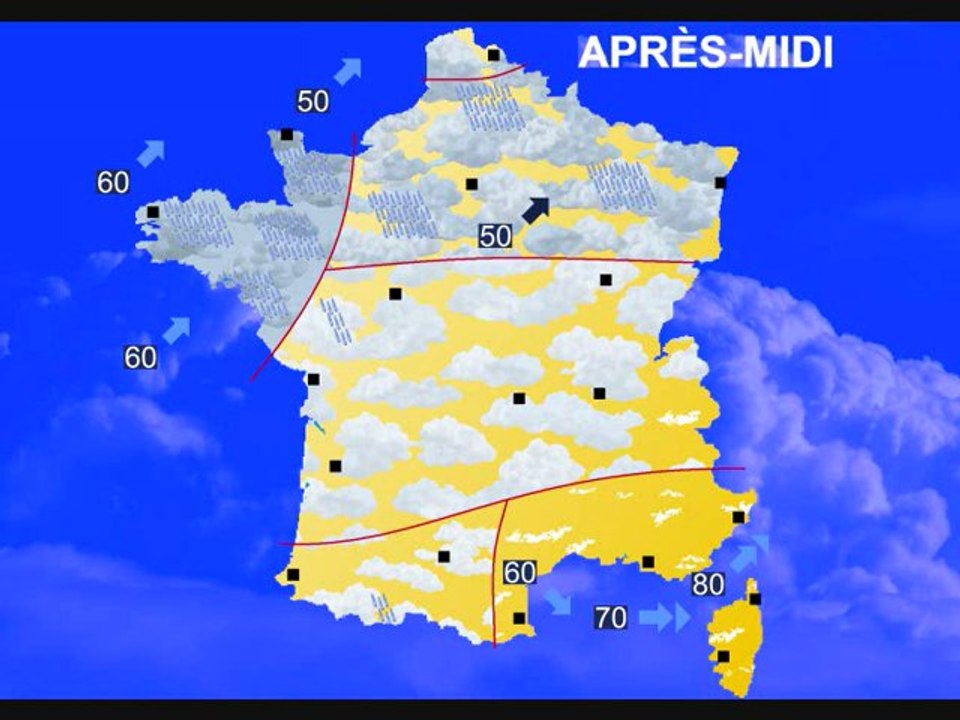 Météo 12 juillet 2012: Averses, soleil vers la Méditerranée !