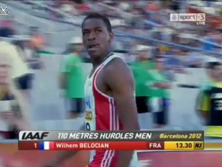 World junior Barcelone 2012, 110m hurdles semi 3, Belocian 13.30