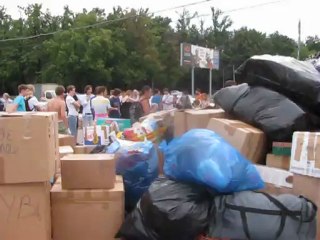 Сбор помощи пострадавшим на Кубани на Воробьевых горах.