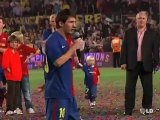 El Barça celebra el doblete en el Camp Nou