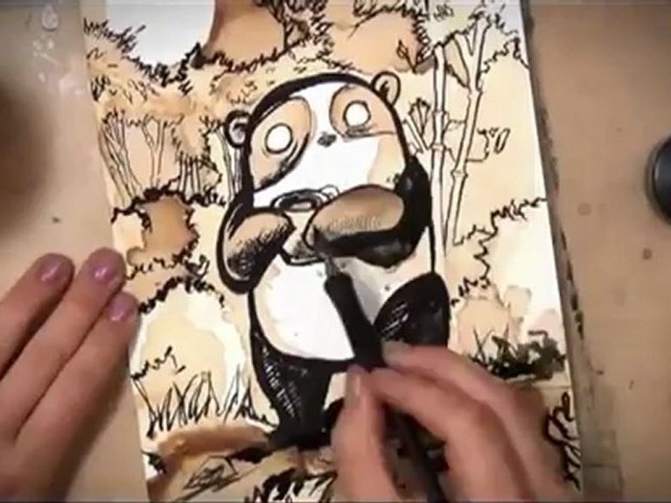 dessiner un panda avec du café par mary doodles