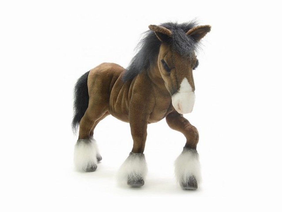 Peluche cheval de trait clydesdale 45 cm