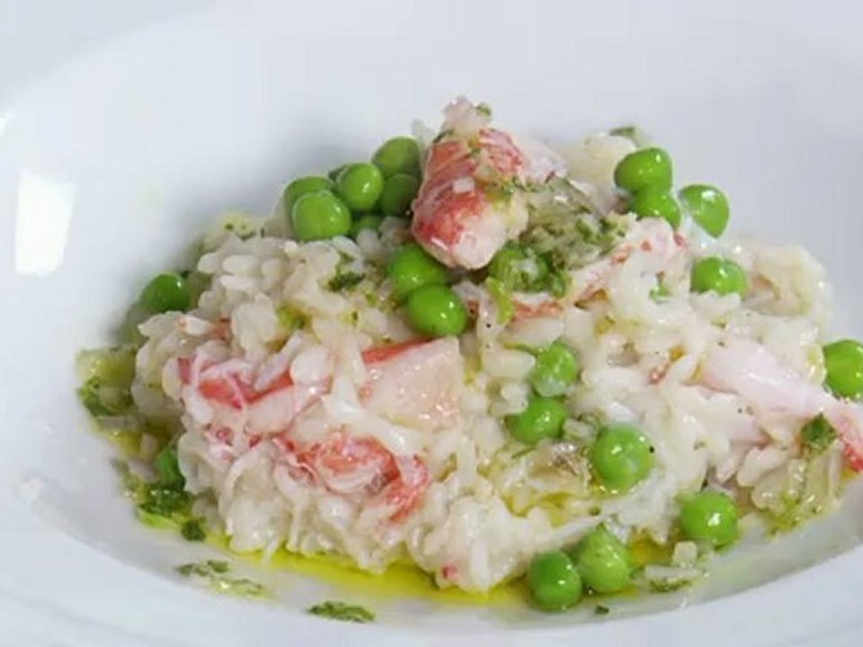 How to make snow crab and sweet pea risotto
