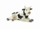 Peluche vache bicolore couchée 35 cm