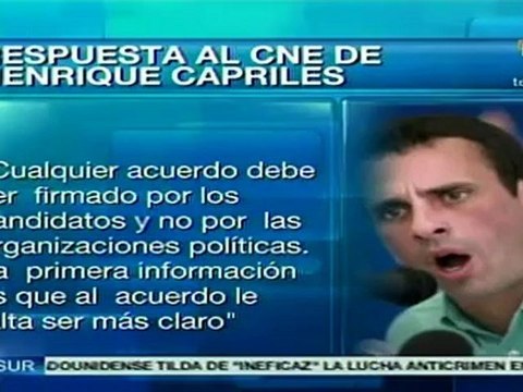 Desestima Capriles propuesta del CNE para evitar violencia
