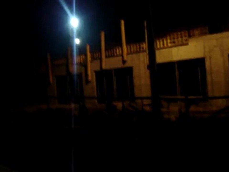 New building of the Physic, Astrology and Computer Science at night during construction